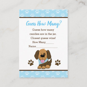 Guess How Many Brown Puppy Dog Baby Shower Game Enclosure Card
