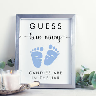 Guess How Many Candies Baby Boy Shower Game Poster