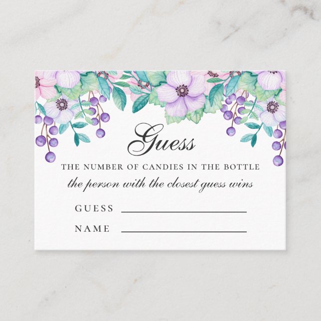 Guess how many candies. Baby shower game. Floral Place Card (Front)