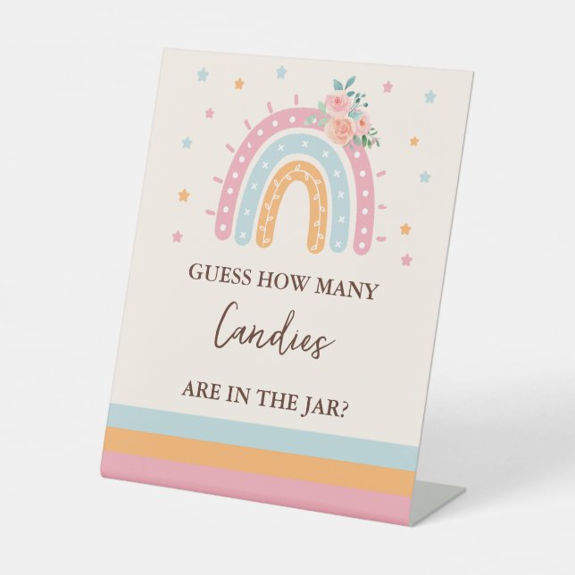 Guess How Many Candies Baby Shower Game Pedestal  Sign (Front)
