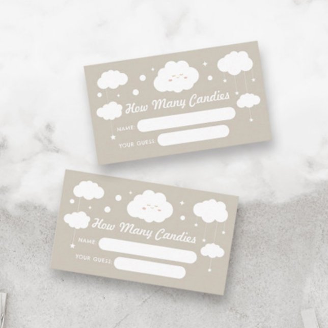 Guess How Many Candies Cloud Baby Shower Game Enclosure Card (Creator Uploaded)