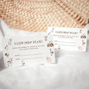 Guess How Many Candies Farm Theme Baby Shower Game Enclosure Card
