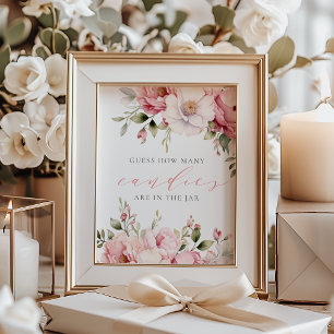 Guess How Many Candies Pink Baby Shower Sign