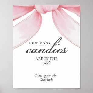 Guess How Many Candies Pink Bow Baby Shower Poster