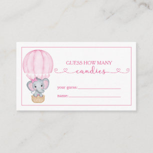 Guess How Many Candies Pink Elephant Baby Shower Enclosure Card