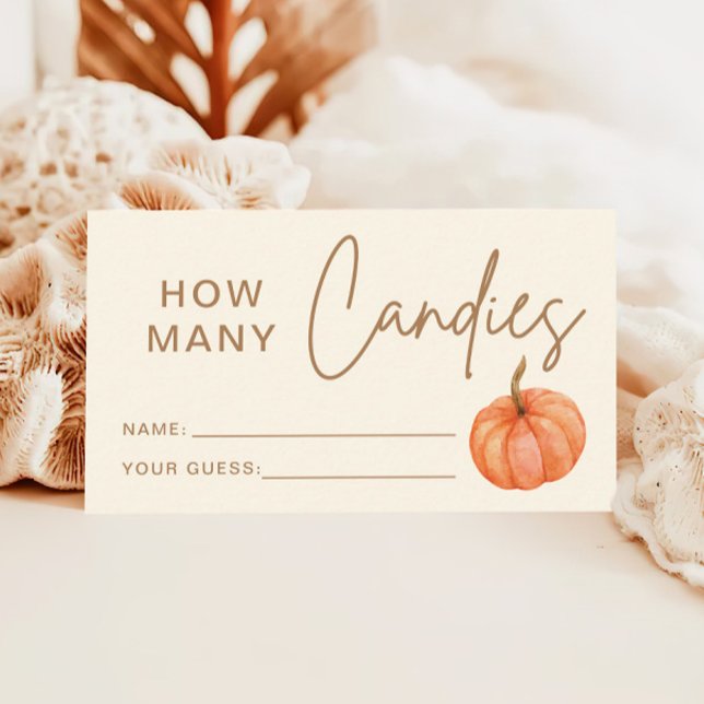 Guess How Many Candies Pumpkin Baby Shower Game Enclosure Card (Creator Uploaded)