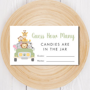 Guess How Many Candies Safari Baby Shower Game Enclosure Card