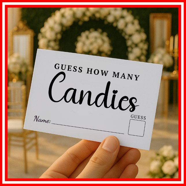 Guess How Many Candies Wedding Bridal Shower Game Enclosure Card (Creator Uploaded)