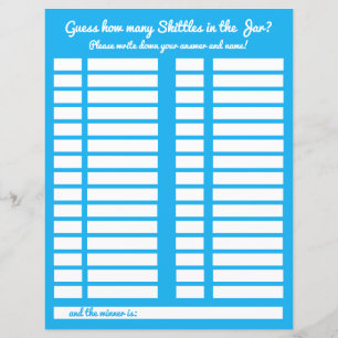 Guess How Many Candy in the Jar Baby Shower Log