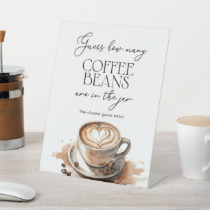 Guess How Many Coffee Beans Party Game Pedestal Sign