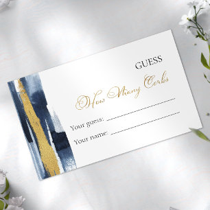 Guess How Many Corks   Abstract blue Bridal Shower Enclosure Card