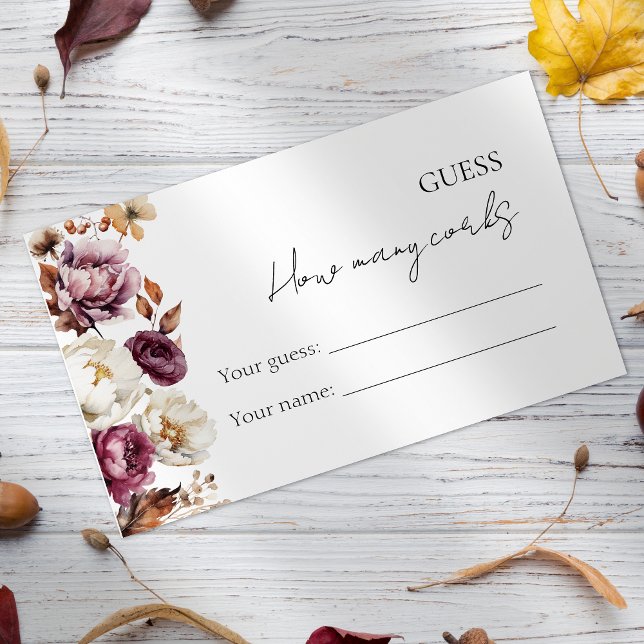 Guess How Many Corks | Burgundy Fall Bridal Shower Enclosure Card (Creator Uploaded)
