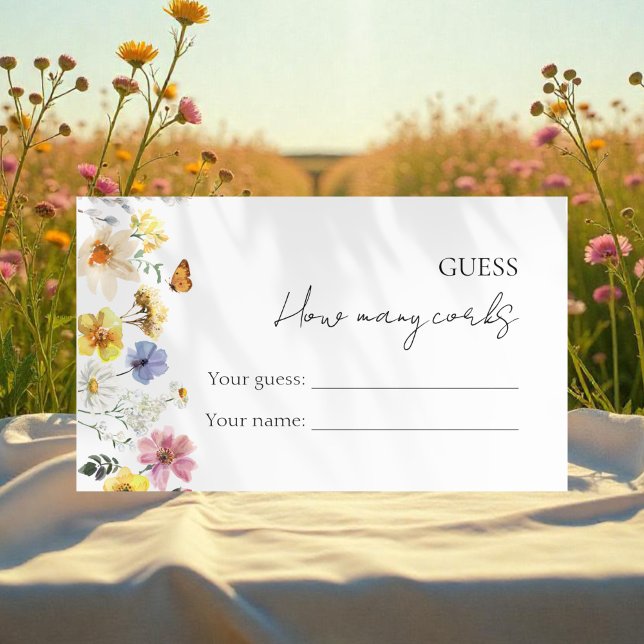 Guess How Many Corks | Wildflower Bridal Shower Enclosure Card (Creator Uploaded)