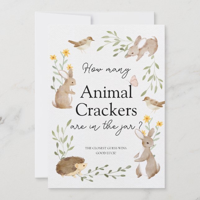 Guess How Many Crackers Woodland Baby Shower Card (Front)