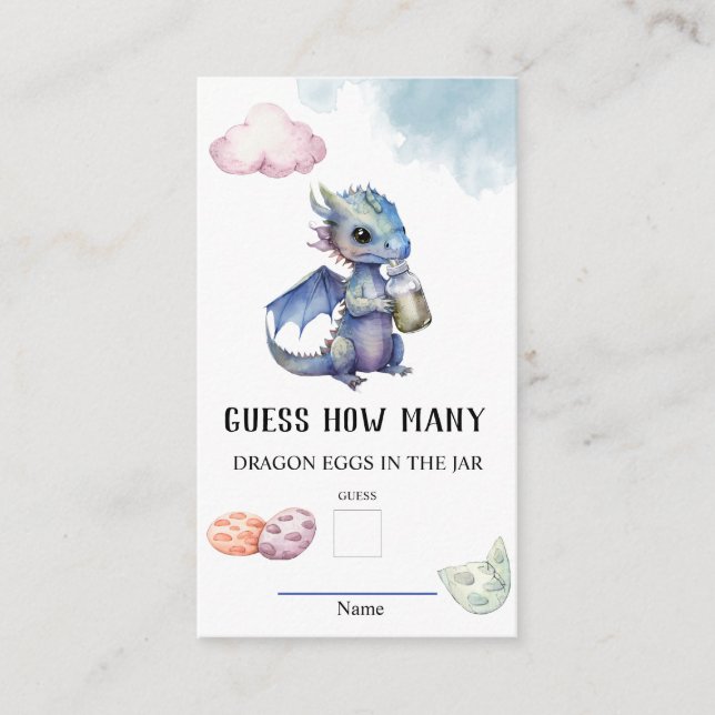 Guess How Many Dragon Eggs Baby Shower Game Enclosure Card (Front)