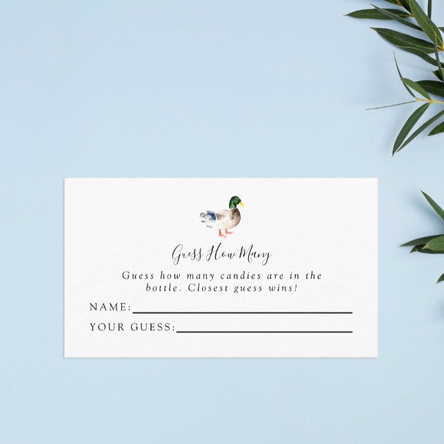 Guess How Many Duck Baby Shower Simple Elegant Place Card (Creator Uploaded)