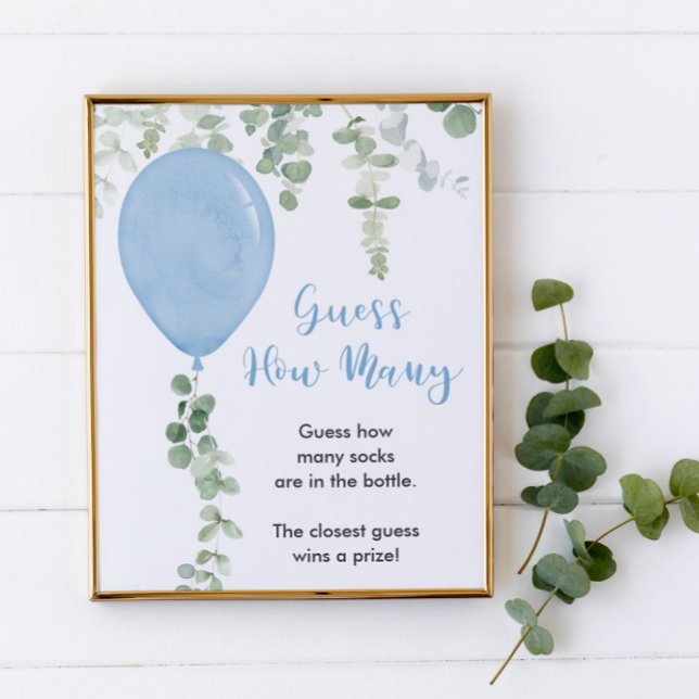 Guess How Many game blue balloons greenery Poster (Creator Uploaded)