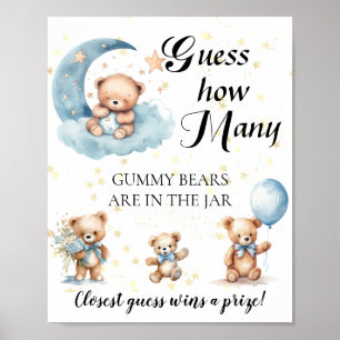 Guess How Many Gummy Bears Baby Shower Game Poster