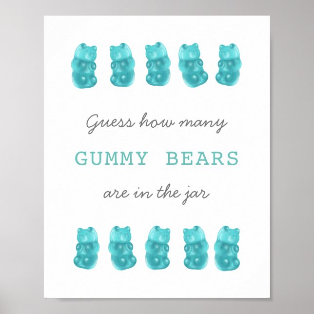 Guess How Many Gummy Bears Blue Game Sign (Front)