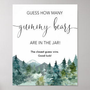 Guess how many gummy bears game rustic mountains poster