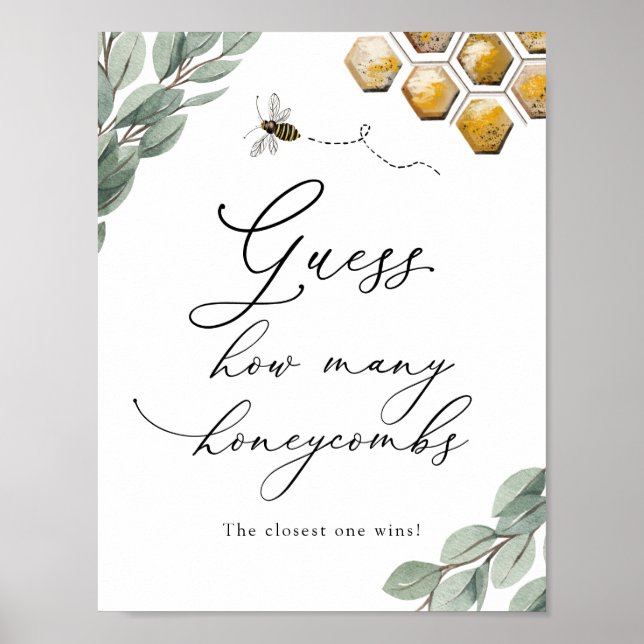 Guess How Many Honeycombs Shower Game Poster (Front)