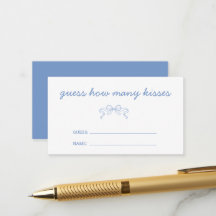 Guess How Many Kisses Blue Bow Bridal Shower Game