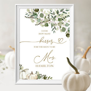 Guess How Many Kisses Bridal Game Sign