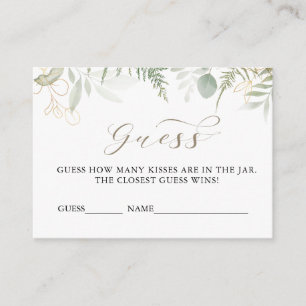 Guess How Many Kisses Bridal Shower Answer Card