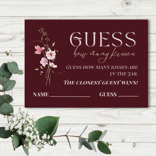 Guess How Many Kisses Bridal Shower Game Card (Creator Uploaded)