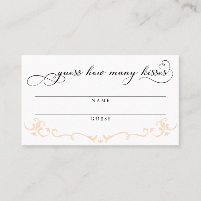 Guess How Many Kisses Bridal Shower Game Card (Front)