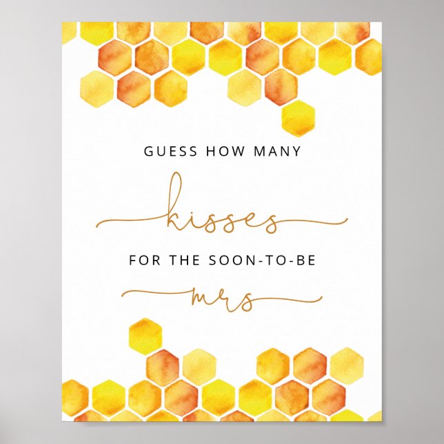Guess how many kisses bridal shower game poster (Front)