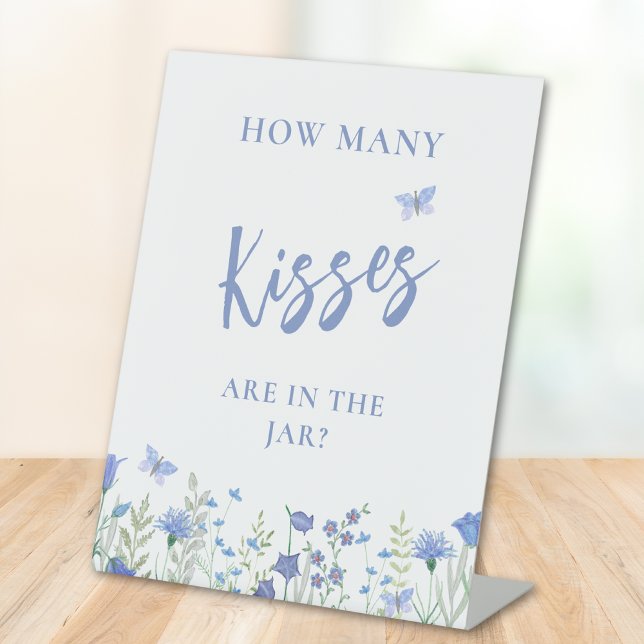 Guess How Many Kisses Bridal Shower Pedestal Sign (Creator Uploaded)