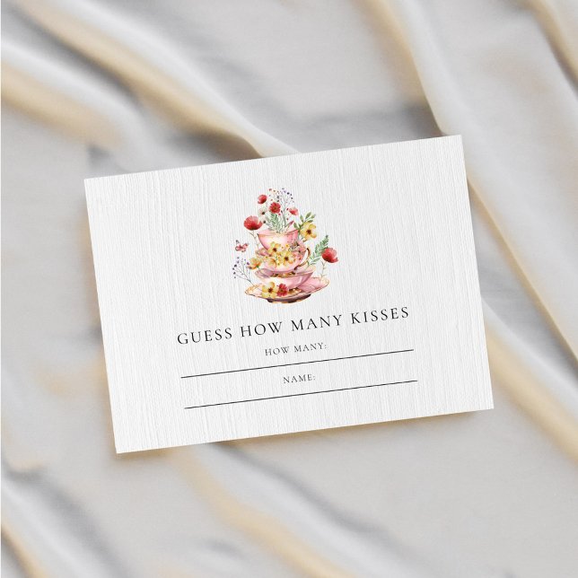 Guess How Many Kisses Bridal Shower Tea Party Enclosure Card (Creator Uploaded)