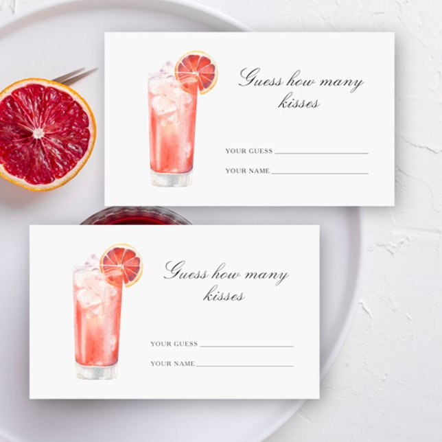 Guess how many kisses Cocktail bridal shower Enclosure Card (Creator Uploaded)