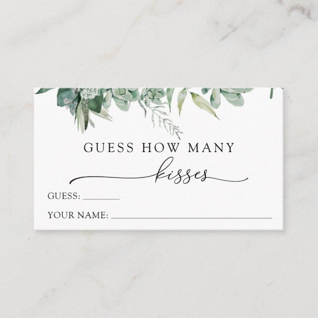 Guess How Many Kisses Enclosure Card (Front)