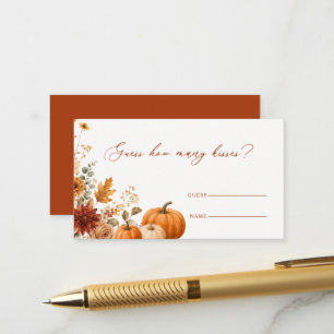 Guess how many Kisses Floral Pumpkin Bridal Game Enclosure Card