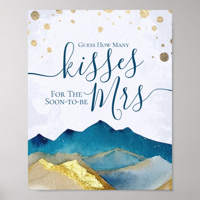 Guess How Many Kisses For Soon-to-be Mr Mrs Bridal Poster (Front)