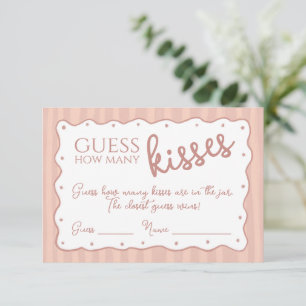 Guess How Many Kisses Game Blush Pink Striped Card