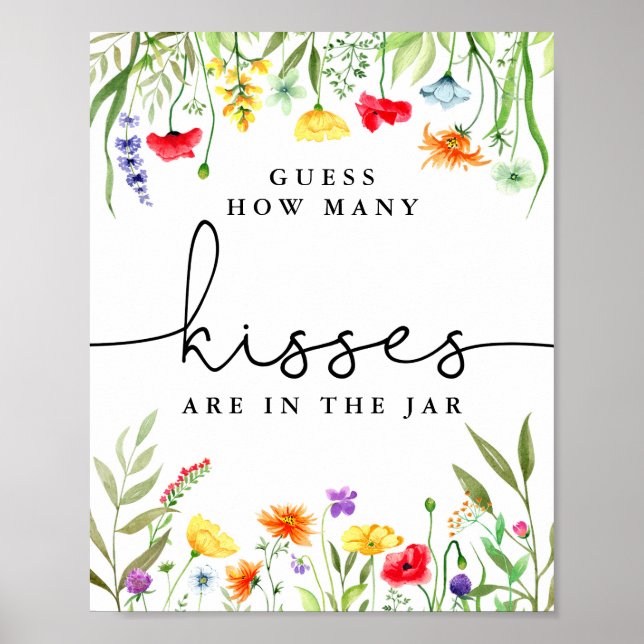 Guess how many kisses game Colorful Wildflower Poster (Front)