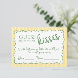 Guess How Many Kisses Game Yellow Green Card
