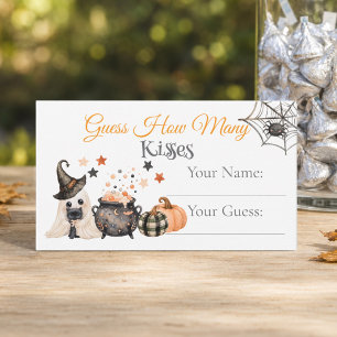 Guess How Many Kisses Halloween Gender Reveal Enclosure Card