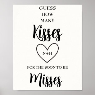 Guess how many Kisses Mrs. Bridal Shower Game Poster