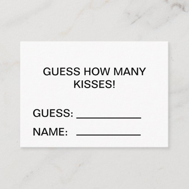 Guess How Many Kisses Shower Game Enclosure Card (Front)