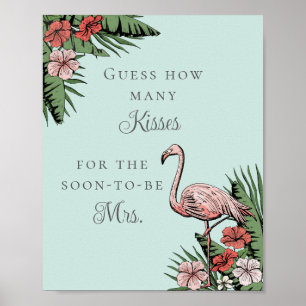 Guess How Many Kisses Tropical Bridal Shower Poster