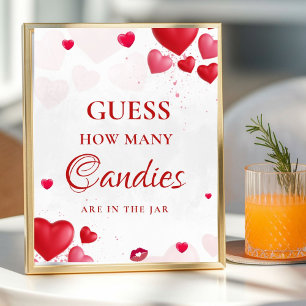 Guess how many Kisses valentine Bridal Shower Sign
