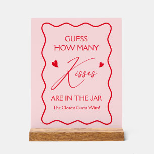 Guess How Many Kisses Valentine Shower Game Acrylic Sign