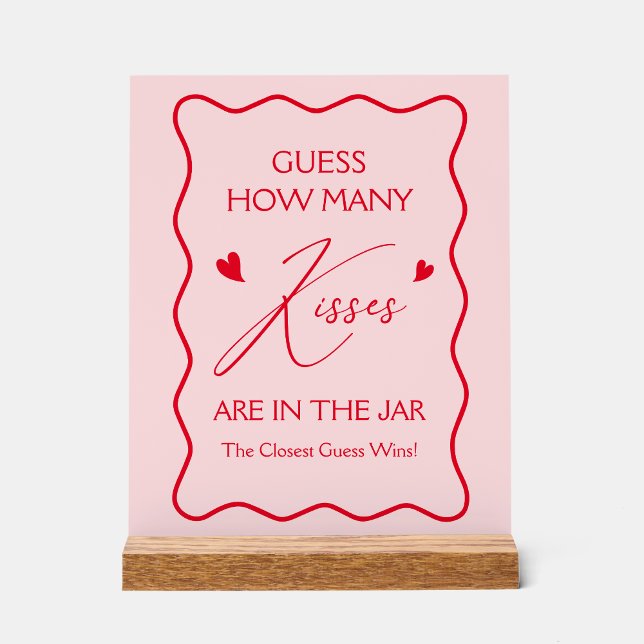 Guess How Many Kisses Valentine Shower Game Acrylic Sign (Creator Uploaded)