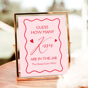 Guess How Many Kisses Valentines Bridal Shower Poster