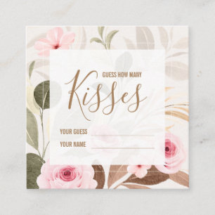 Guess How Many Kisses Wedding Bridal Shower Game Enclosure Card