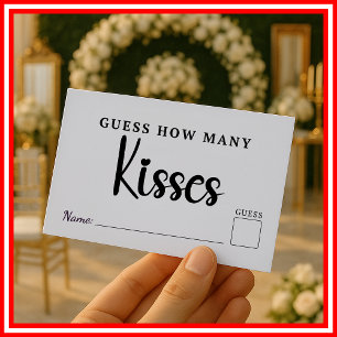 Guess How Many Kisses Wedding Bridal Shower Game Enclosure Card